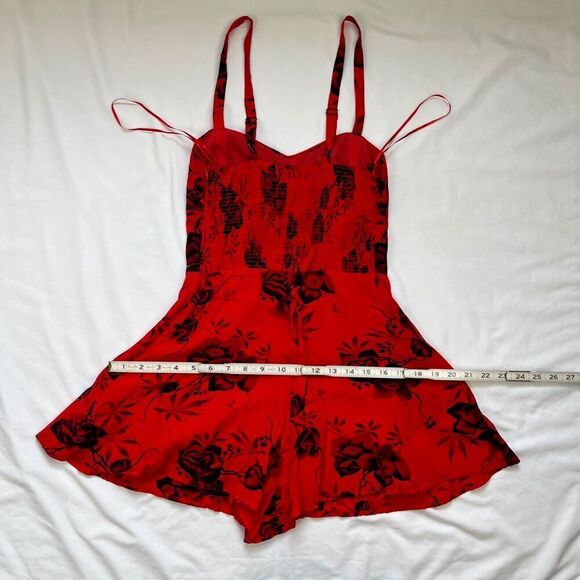 Free People Candy Pin-Up Red Floral Romper 2 S Red Dark Romantic Whimsygoth - Picture 8 of 11
